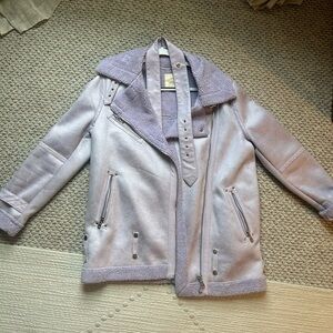 Urban Outfitters (UO) purple Sherpa faux leather shearling lined coat